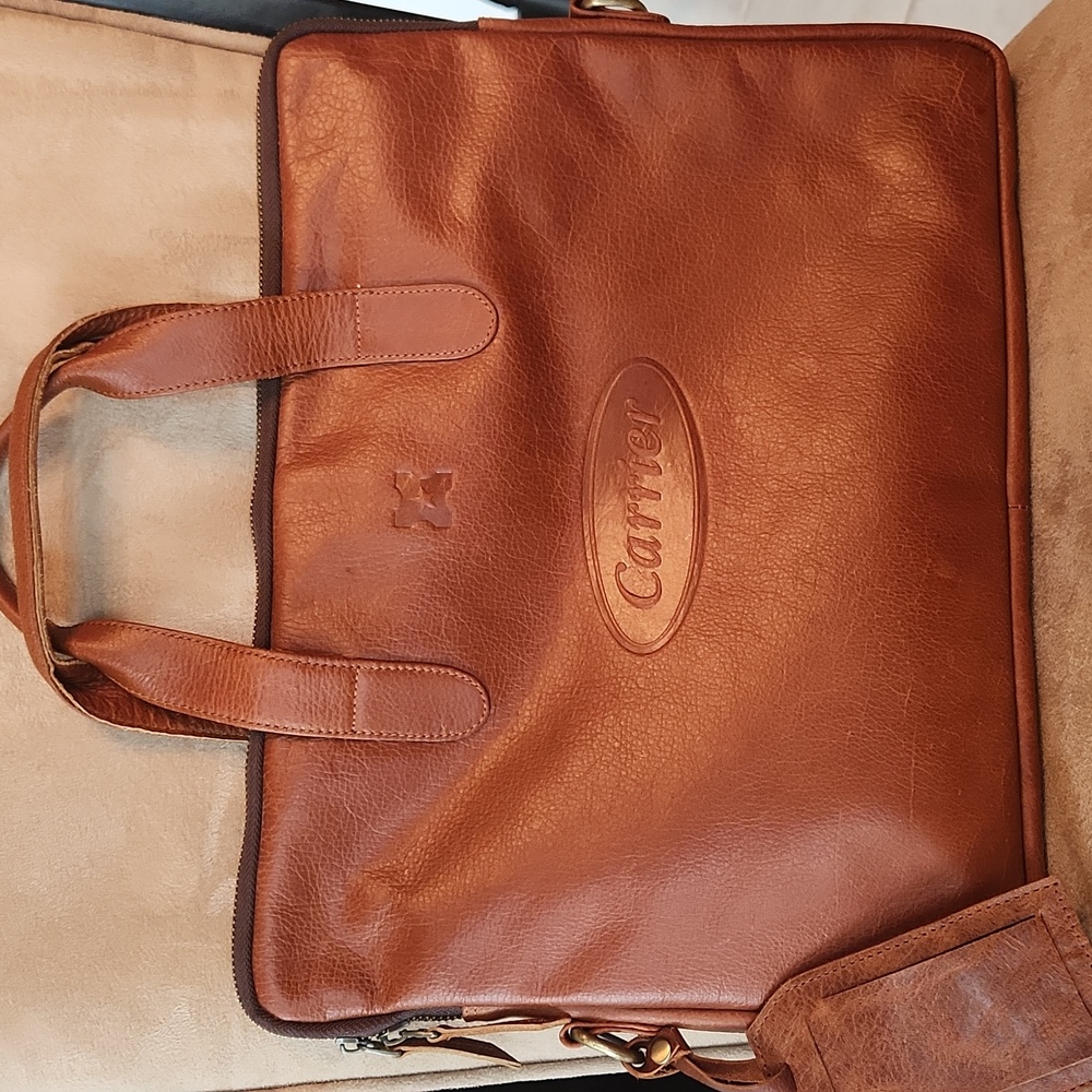 Vintage Carrier brown leather computer briefcase messenger bag - Picture 3 of 17